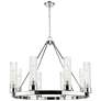 Boreas 36"W 6 Light Nickel Chandelier With 11" Striped Clear Shade