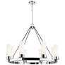Boreas 36"W 6 Light Nickel Chandelier With 8" Striped White Shade