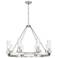 Boreas 36"W 6 Light Satin Nickel Chandelier w/ 8" Striped Clear Shade