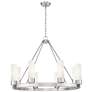 Boreas 36"W 6 Light Satin Nickel Chandelier w/ 8" Striped White Shade