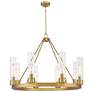 Boreas 36" Wide 6 Light Brushed Brass Chandelier With 11" Clear Shade