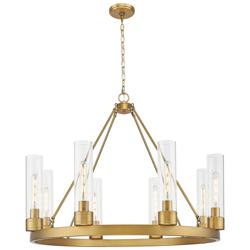 Boreas 36" Wide 6 Light Brushed Brass Chandelier With 11" Clear Shade