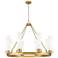 Boreas 36" Wide 6 Light Brushed Brass Chandelier With 11" White Shade
