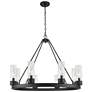 Boreas 36" Wide 6 Light Matte Black Chandelier With 8" Seedy Shade