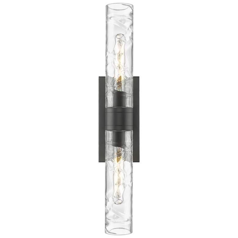 Image 1 Boreas 4 1/2" High Matte Black 2-Light Wall Sconce w/ Clear