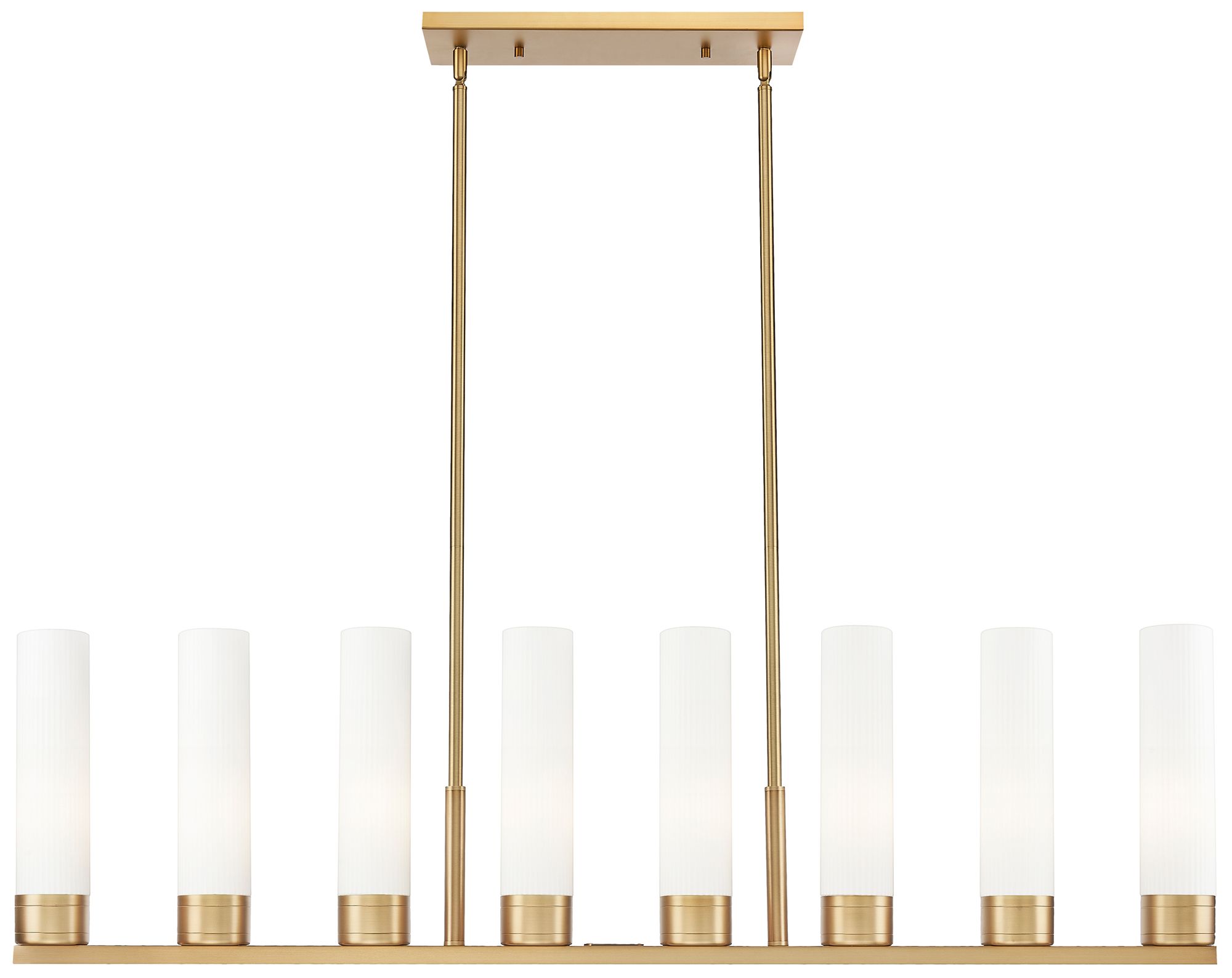 Boreas 48"W 6 Light Brass Stem Island Light w/ 11" Striped White