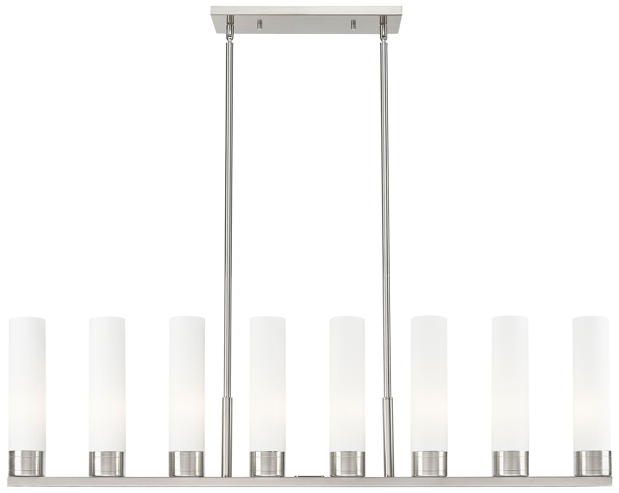 Boreas 48"W 6 Light Satin Stem Island Light w/ 11" Striped White