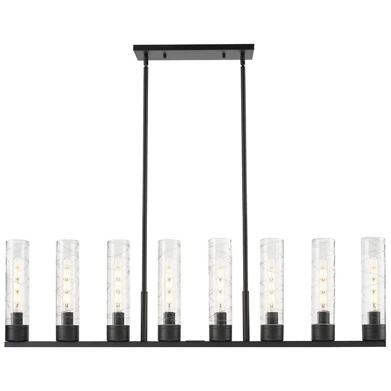 Image 1 Boreas 48"W 6 Light Black Stem Island Light With 11" Deco Swirl Shade