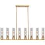 Boreas 48"W 6 Light Brushed Brass Stem Island Light w/ 11" Smoke Shade