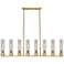 Boreas 48"W 6 Light Brushed Brass Stem Island Light w/ 11" Smoke Shade