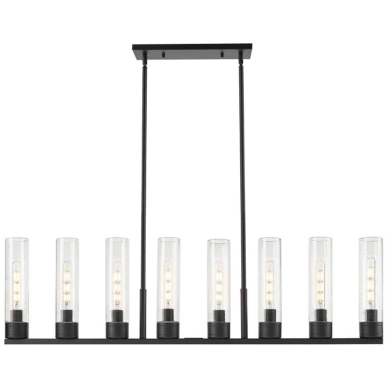 Image 1 Boreas 48"W 6 Light Matte Black Stem Island Light With 11" Seedy Shade