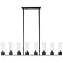 Boreas 48"W 6 Light Matte Black Stem Island Light With 8" Clear Shade