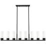 Boreas 48"W 6 Light Matte Black Stem Island Light With 8" White Shade