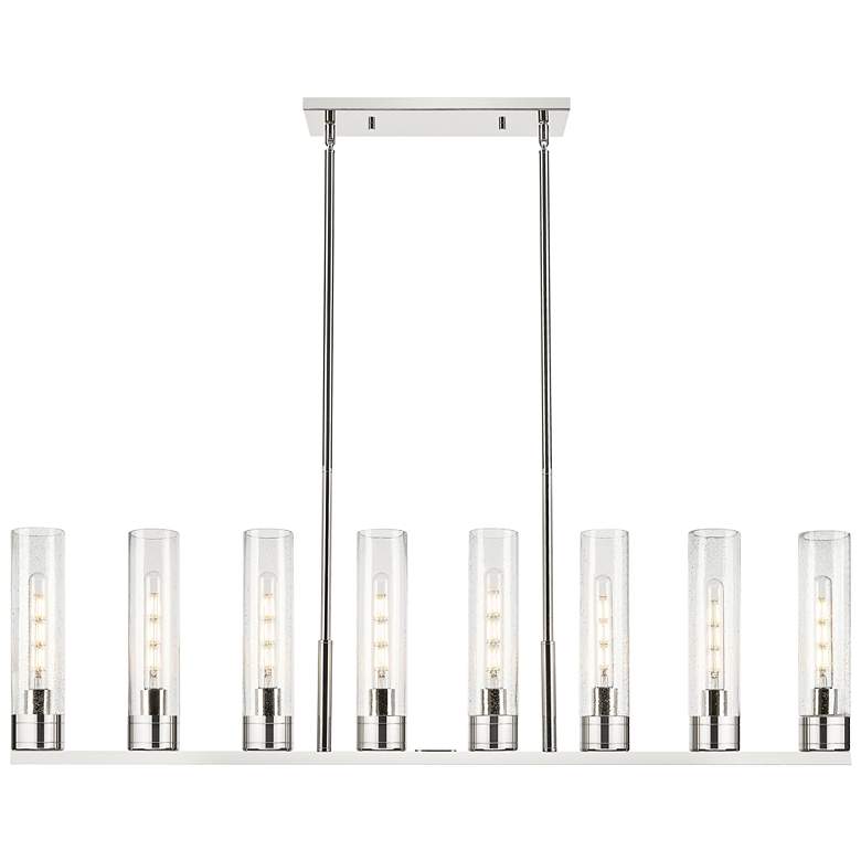 Image 1 Boreas 48"W 6 Light Nickel Stem Island Light With 11" Seedy Shade