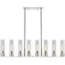 Boreas 48"W 6 Light Nickel Stem Island Light With 11" Smoke Shade