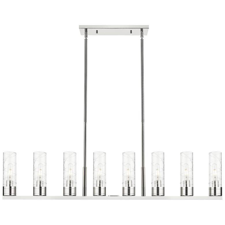 Image 1 Boreas 48"W 6 Light Nickel Stem Island Light With 8" Deco Swirl Shade