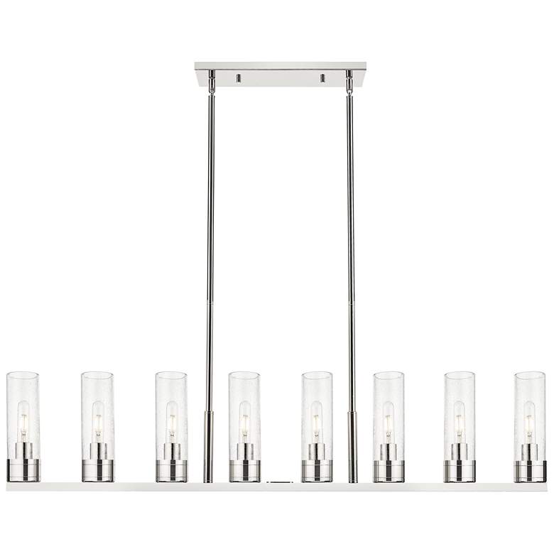 Image 1 Boreas 48"W 6 Light Nickel Stem Island Light With 8" Seedy Shade