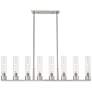 Boreas 48"W 6 Light Satin Nickel Stem Island Light w/ 11" Clear Shade