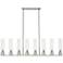 Boreas 48"W 6 Light Satin Nickel Stem Island Light w/ 11" Clear Shade
