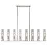 Boreas 48"W 6 Light Satin Nickel Stem Island Light w/ 11" Smoke Shade