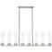 Boreas 48"W 6 Light Satin Nickel Stem Island Light w/ 11" White Shade