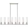 Boreas 48"W 6 Light Satin Stem Island Light w/ 11" Striped Clear Shade
