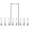 Boreas 48"W 6-Lt Nickel Stem Island-Lt w/ 11" Striped Clear Shade