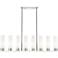 Boreas 48"W 6-Lt Nickel Stem Island-Lt w/ 11" Striped White Shade