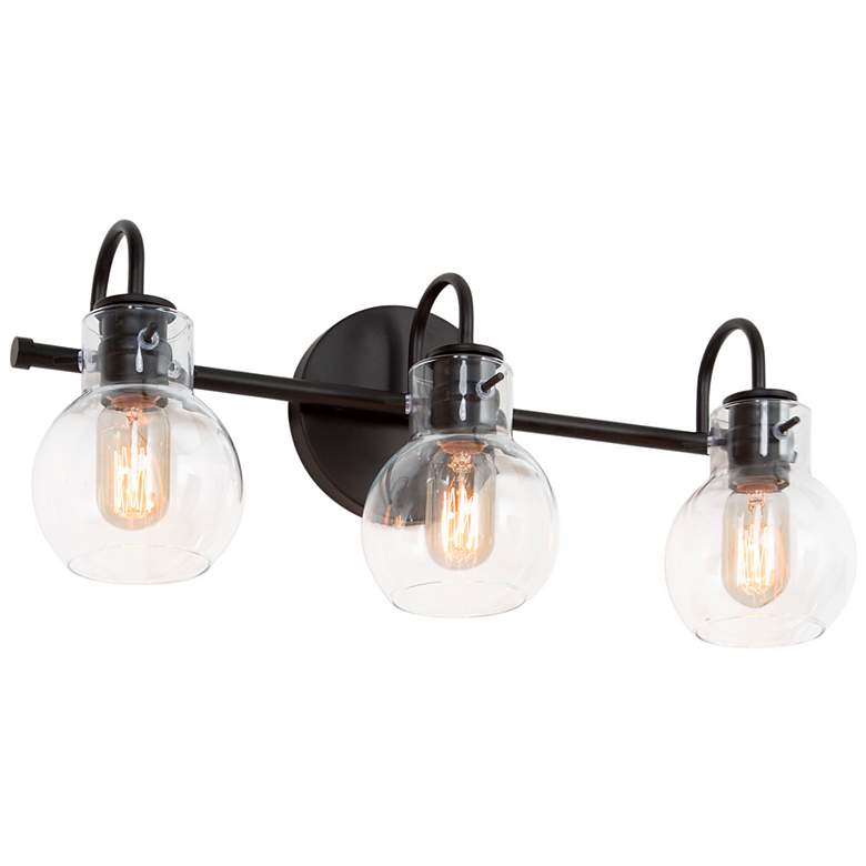 Image 1 Borislav 22" Wide Matte Black 3-Light Vanity Bath Light
