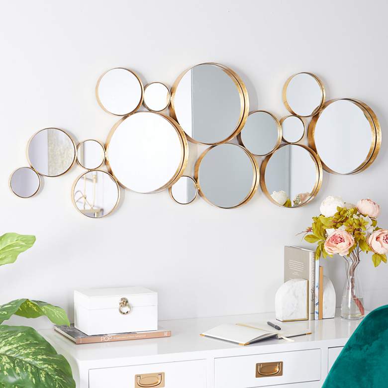 Image 1 Bosal Polished Gold 54 inch x 21 inch Bubble Cluster Wall Mirror