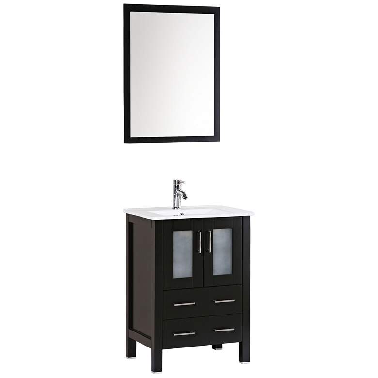 Image 1 Bosconi 24 inch Espresso Integrated Single-Sink Vanity Set