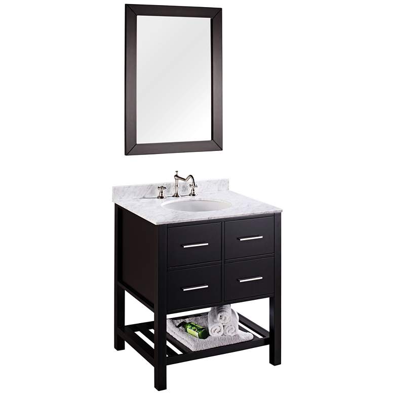 Image 1 Bosconi 30 inch Black Single-Sink Vanity Set with Mirror