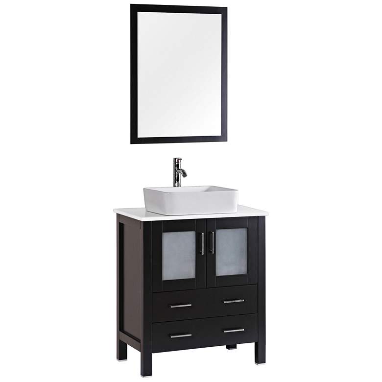 Image 1 Bosconi 30" Espresso Rectangular Vessel Sink Vanity Set
