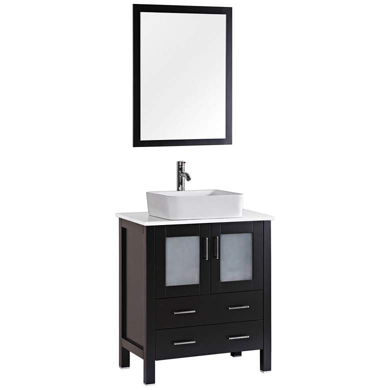 Image 1 Bosconi 30 inch Espresso Rectangular Vessel Sink Vanity Set