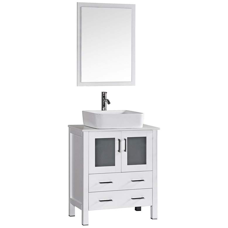 Image 1 Bosconi 30" White Rectangle Vessel Single-Sink Vanity Set