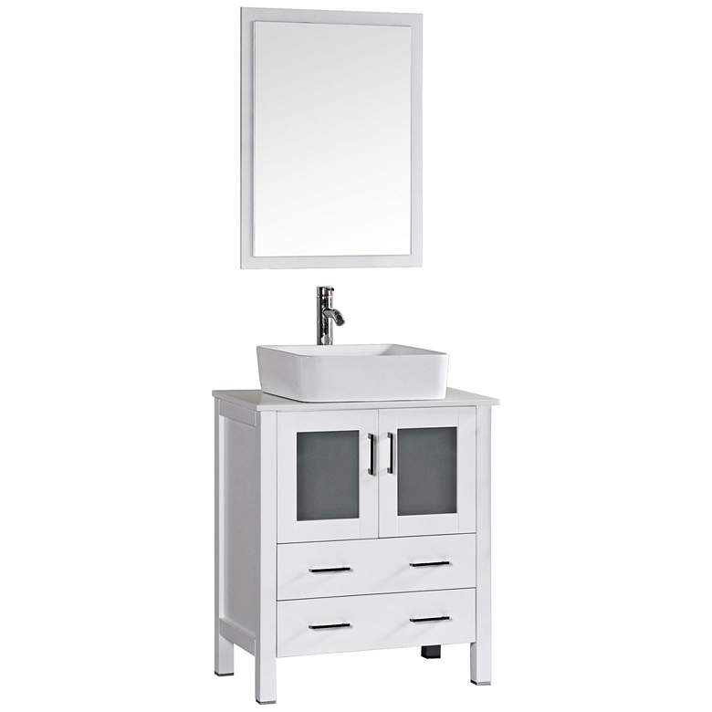 Image 1 Bosconi 30 inch White Rectangle Vessel Single-Sink Vanity Set