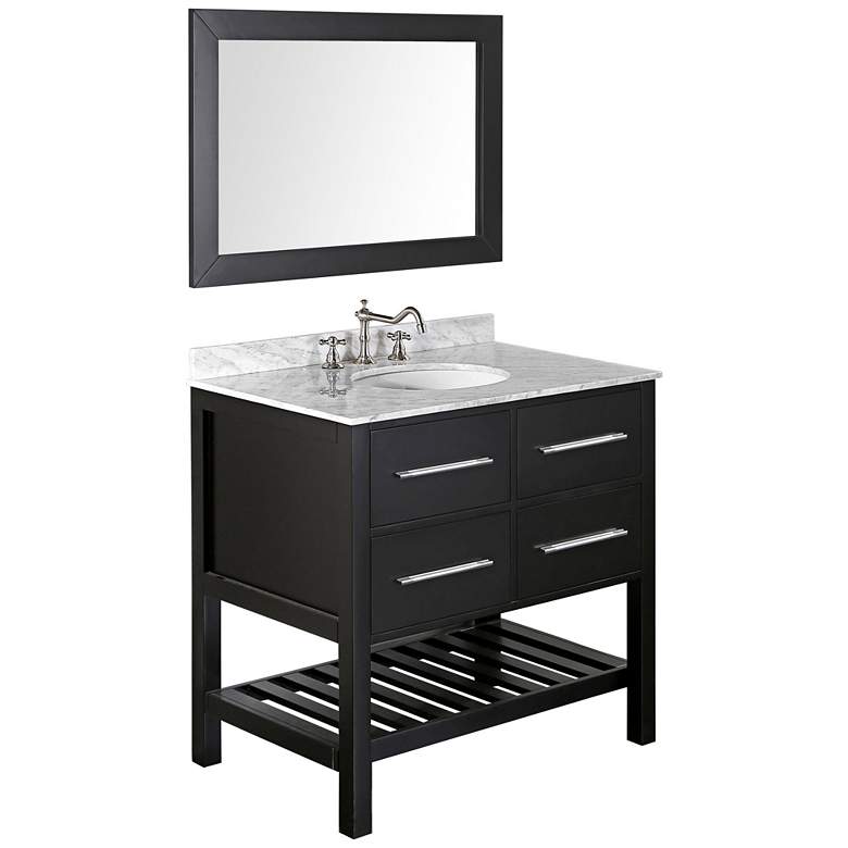 Image 1 Bosconi 35 1/2 inch Black Single-Sink Vanity Set w/ Mirror