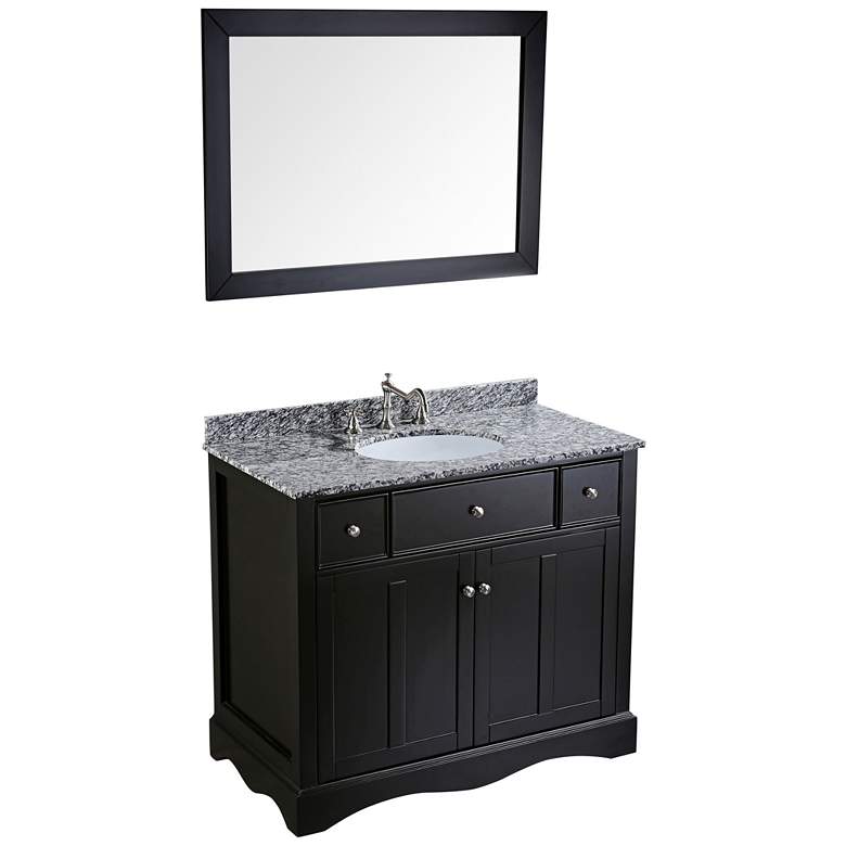 Image 1 Bosconi 39" Black Single-Sink Carrarra Marble Vanity Set