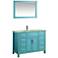 Bosconi 43" Sea Green 8-Drawer White Glass Vanity Set