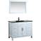 Bosconi 43" White 8-Drawer Black Glass 1-Sink Vanity Set