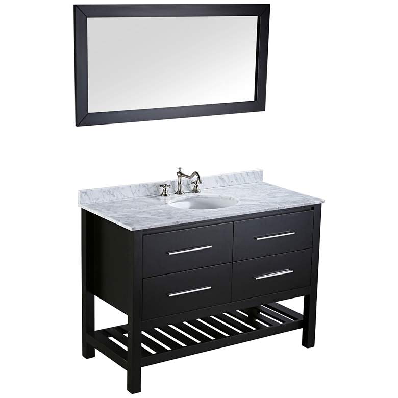 Image 1 Bosconi 47 inch Black 2-Drawer Single-Sink Vanity Set w/ Mirror