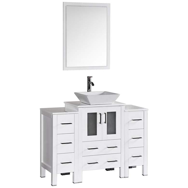 Image 1 Bosconi 48 inch White Square Vessel Single-Sink Vanity Set