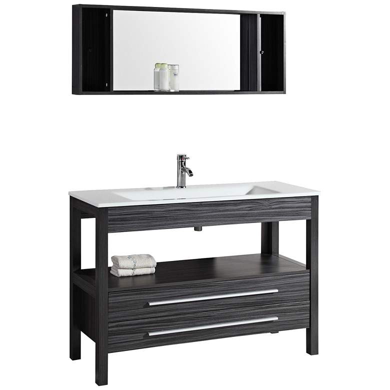 Image 1 Bosconi 48 inch Wide Charcoal Gray Modern Vanity and Mirror Set