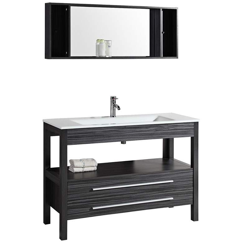 Image 1 Bosconi 48" Wide Charcoal Gray Modern Vanity and Mirror Set