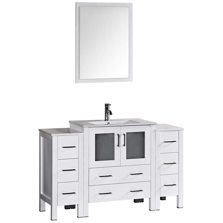 Image 1 Bosconi 54 inch Gloss White Integrated Single-Sink Vanity Set