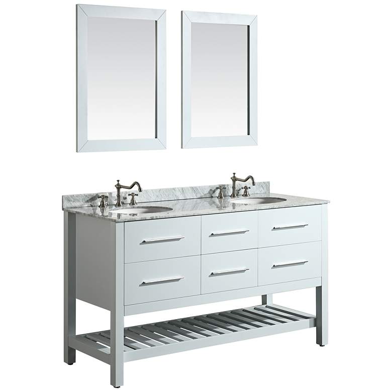 Image 1 Bosconi 60 inch White 4-Drawer Double Sink Vanity Set