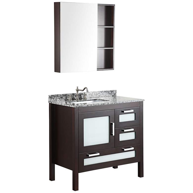Image 1 Bosconi Espresso 37" Wide Vanity and Medicine Cabinet Set