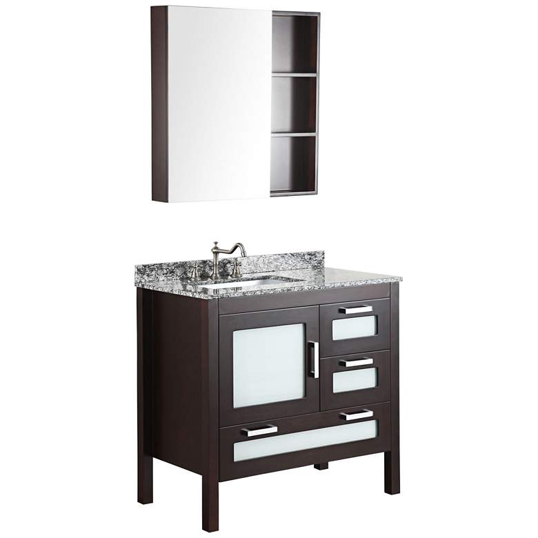 Image 1 Bosconi Espresso 37 inch Wide Vanity and Medicine Cabinet Set