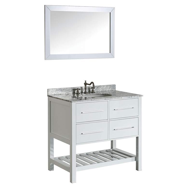 Image 1 Bosconi Glossy White 2-Drawer Single-Sink Vanity Set