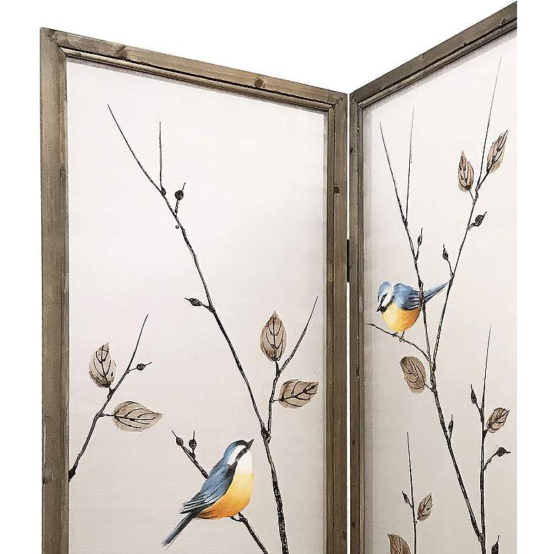 Image 3 Bosque 60" Wide Bird Wood 3-Panel Screen/Room Divider more views